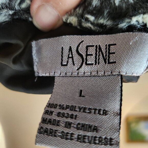 LaSeine Short Faux Fur Jacket Size Large Black and White Design Soooo Soft - Picture 15 of 15